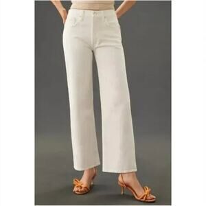 Edwin Marli Wide Leg High Rise Ankle Jeans In Eggshell